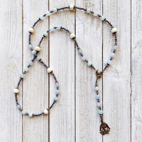 ST MICHAEL THE ARCHANGEL Jade, Quartz, Druzy Agate and True Bronze CHAPLET