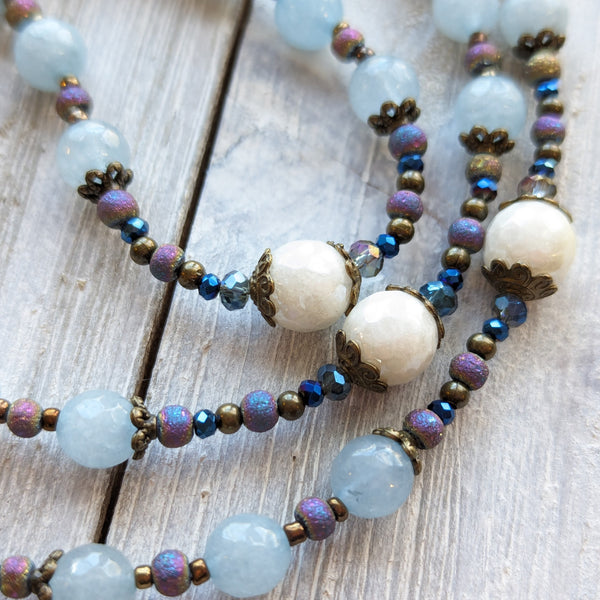 ST MICHAEL THE ARCHANGEL Jade, Quartz, Druzy Agate and True Bronze CHAPLET