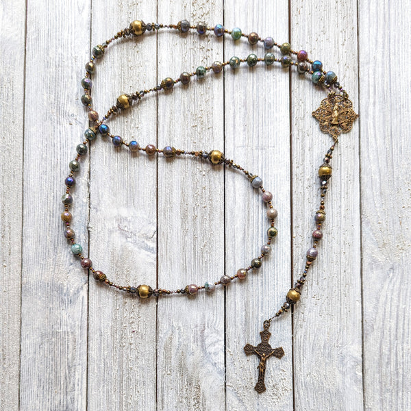 Custom Order for Cindy - Mystic Jasper & Hematite True Bronze Rosary inspired by St. Hildegard of Bingen