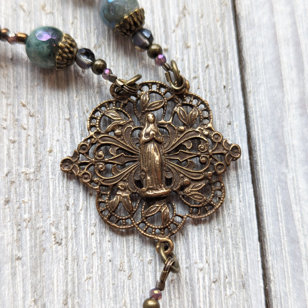 Custom Order for Cindy - Mystic Jasper & Hematite True Bronze Rosary inspired by St. Hildegard of Bingen