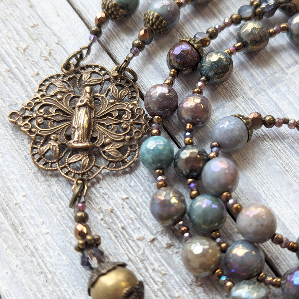 Custom Order for Cindy - Mystic Jasper & Hematite True Bronze Rosary inspired by St. Hildegard of Bingen