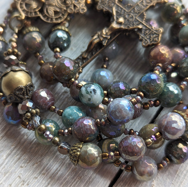 Custom Order for Cindy - Mystic Jasper & Hematite True Bronze Rosary inspired by St. Hildegard of Bingen