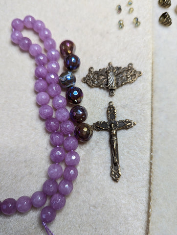 CUSTOM  Purple Jade & Mystic JasperTrue Bronze 5 decade Rosary