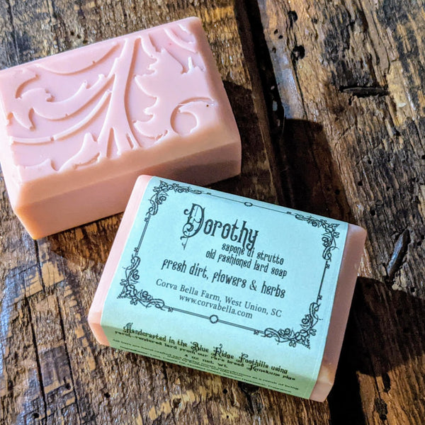 DOROTHY cold process lard soap - Fresh dirt, flowers & herbs