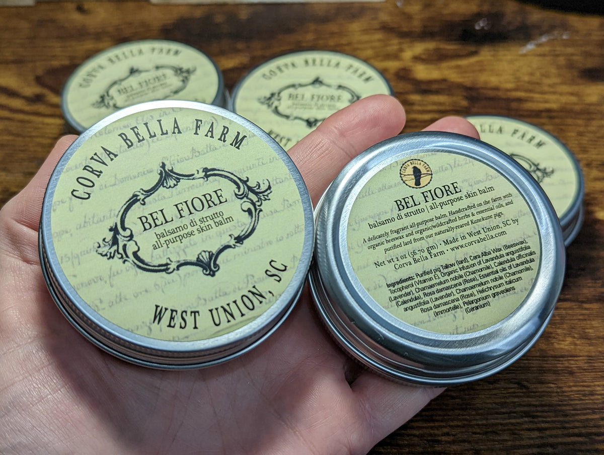 Bel Fiore (Beautiful Flower) Allpurpose pig tallow skin balm 2 oz t