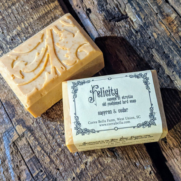FELICITY (*) cold process lard soap - Cedar & Saffron