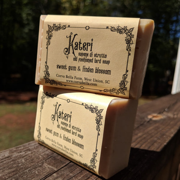 KATERI (*) cold process lard soap - Sweet gum & Linden blossom