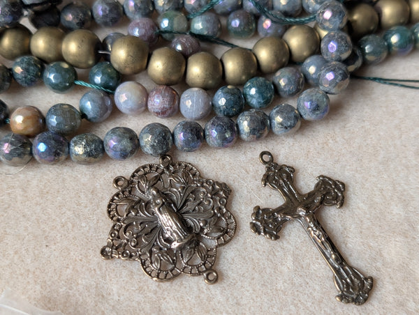 Custom Order for Georgene - Mystic Jasper & Hematite True Bronze Rosary inspired by St. Hildegard of Bingen