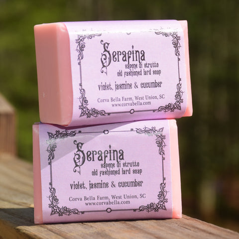 SERAFINA lard soap - Violet, jasmine & cucumber - (FULL SIZE, SAMPLES AVAILABLE)