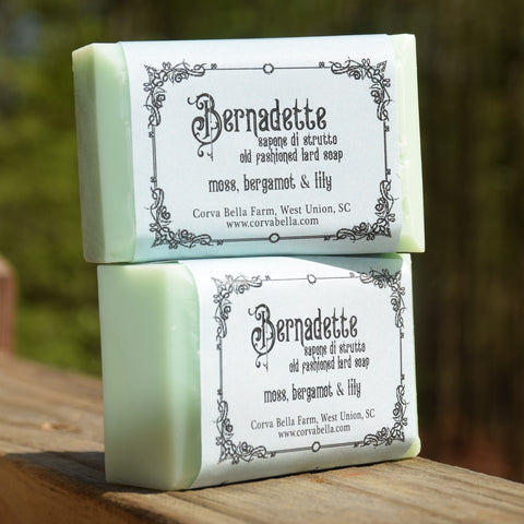 BERNADETTE lard soap - Moss, bergamot & lily (FULL SIZE, SAMPLES AVAILABLE)