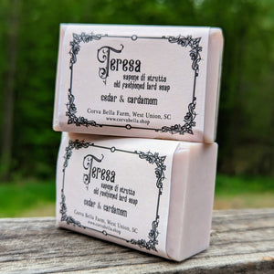 TERESA lard soap - Cedar & Cardamom (FULL SIZE, SAMPLES AVAILABLE)