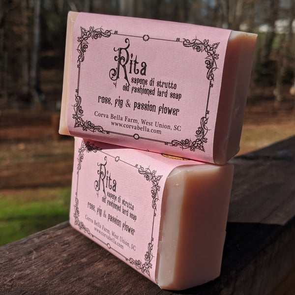 RITA lard soap - Fig, Passionflower & Rose (FULL SIZE, SAMPLES AVAILABLE)