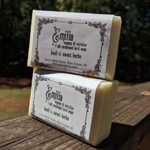 EMILIA lard soap - Sage, lemongrass & basil (FULL SIZE, SAMPLES AVAILABLE)